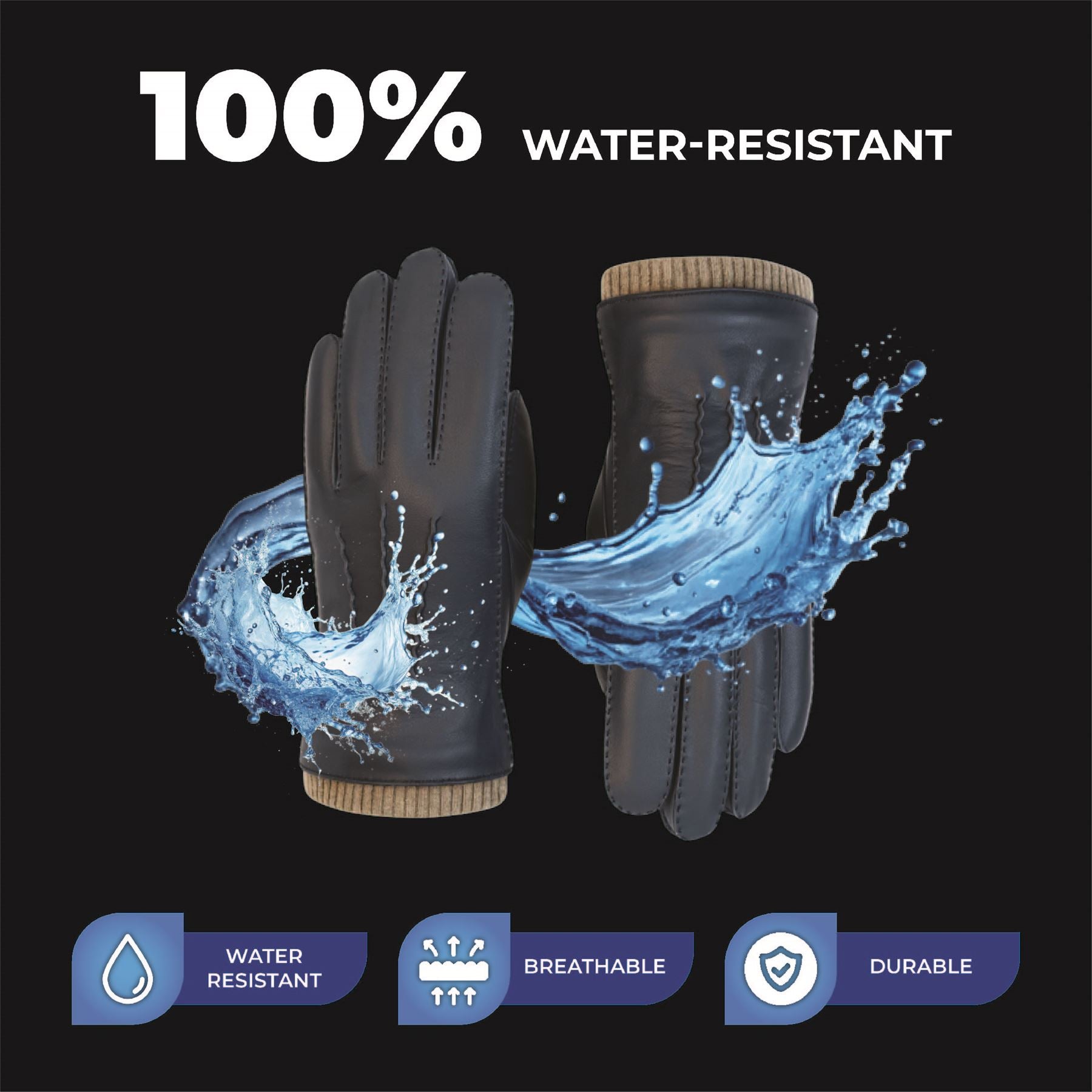 Men’s Italian Leather Warm Wool Lining Winter Gloves - M-LGV-405