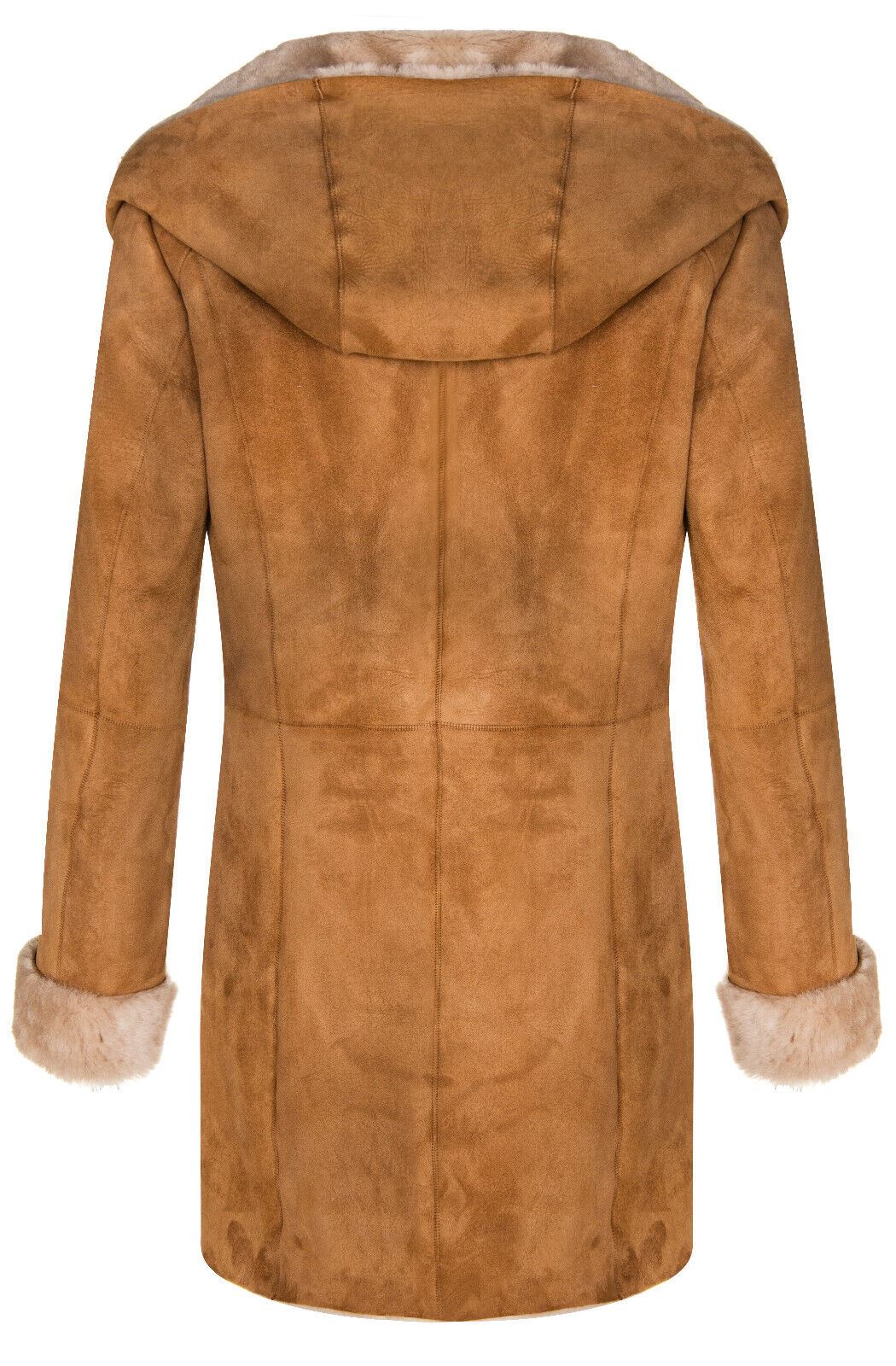 Womens Suede Merino Sheepskin Hooded Coat-Ryde - Upperclass Fashions 