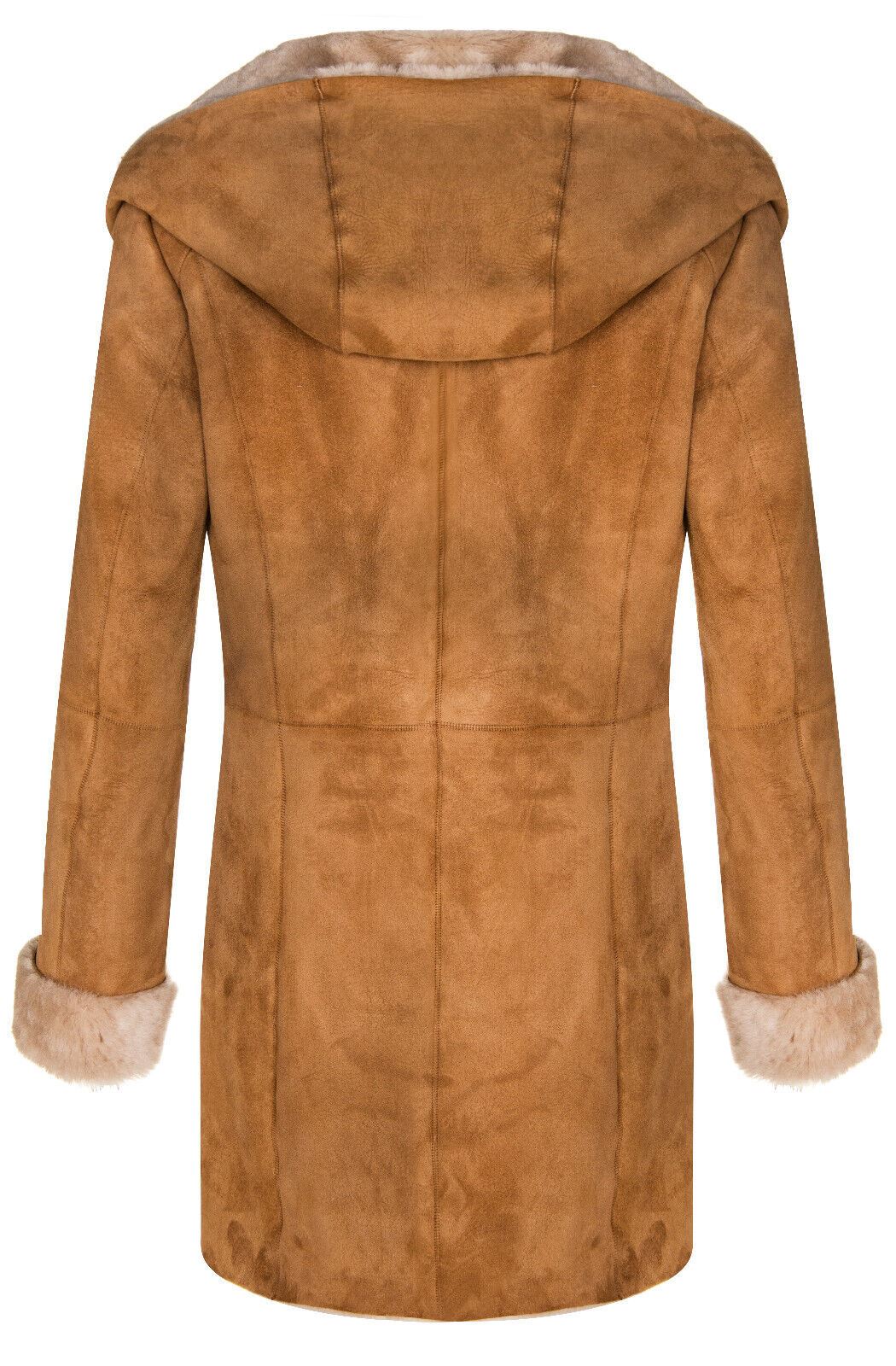 Womens Suede Merino Sheepskin Hooded Coat-Ryde