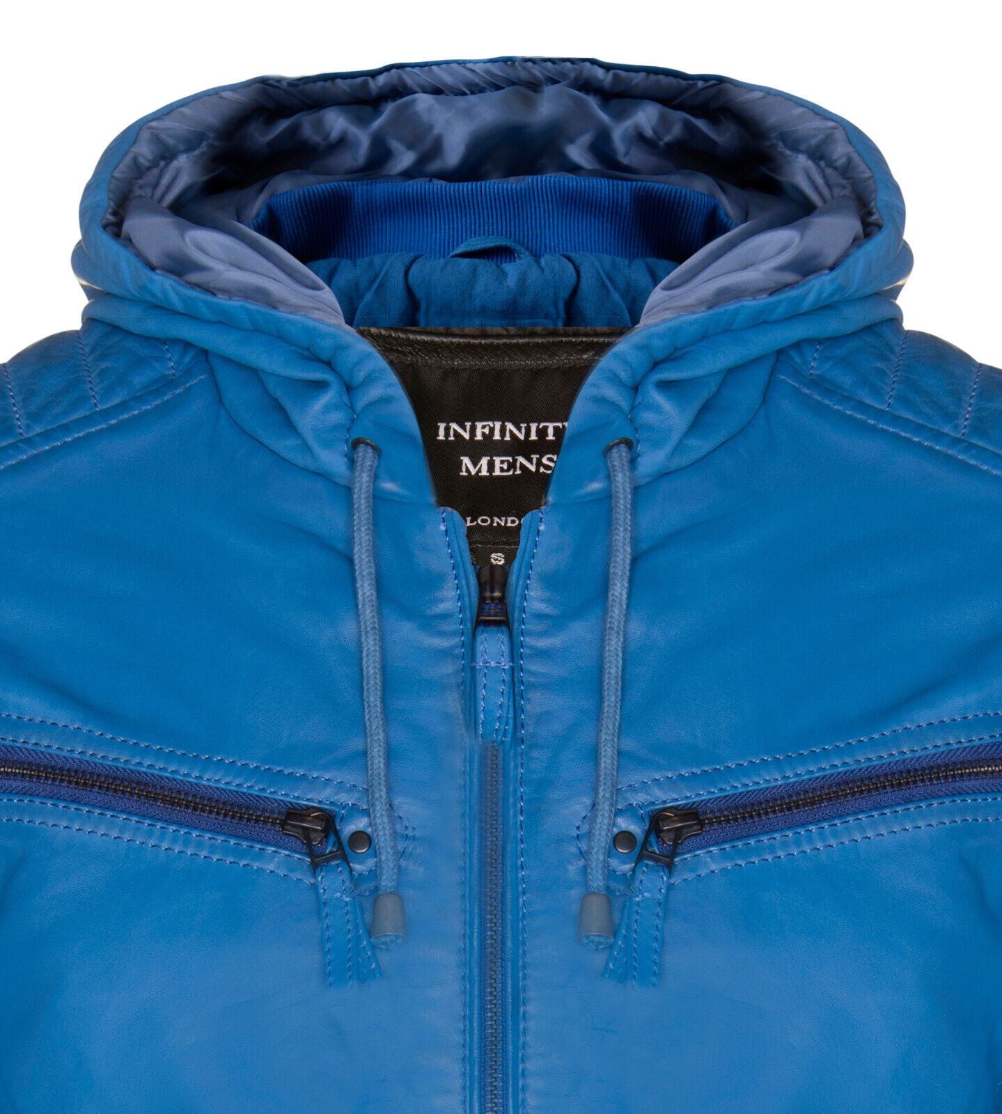 Mens Leather Hooded Bomber Jacket - Cromer