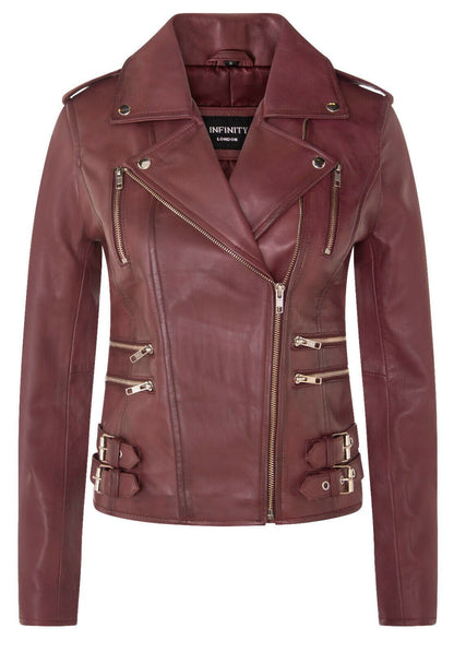Womens Leather Brando Biker Jacket - Orlando