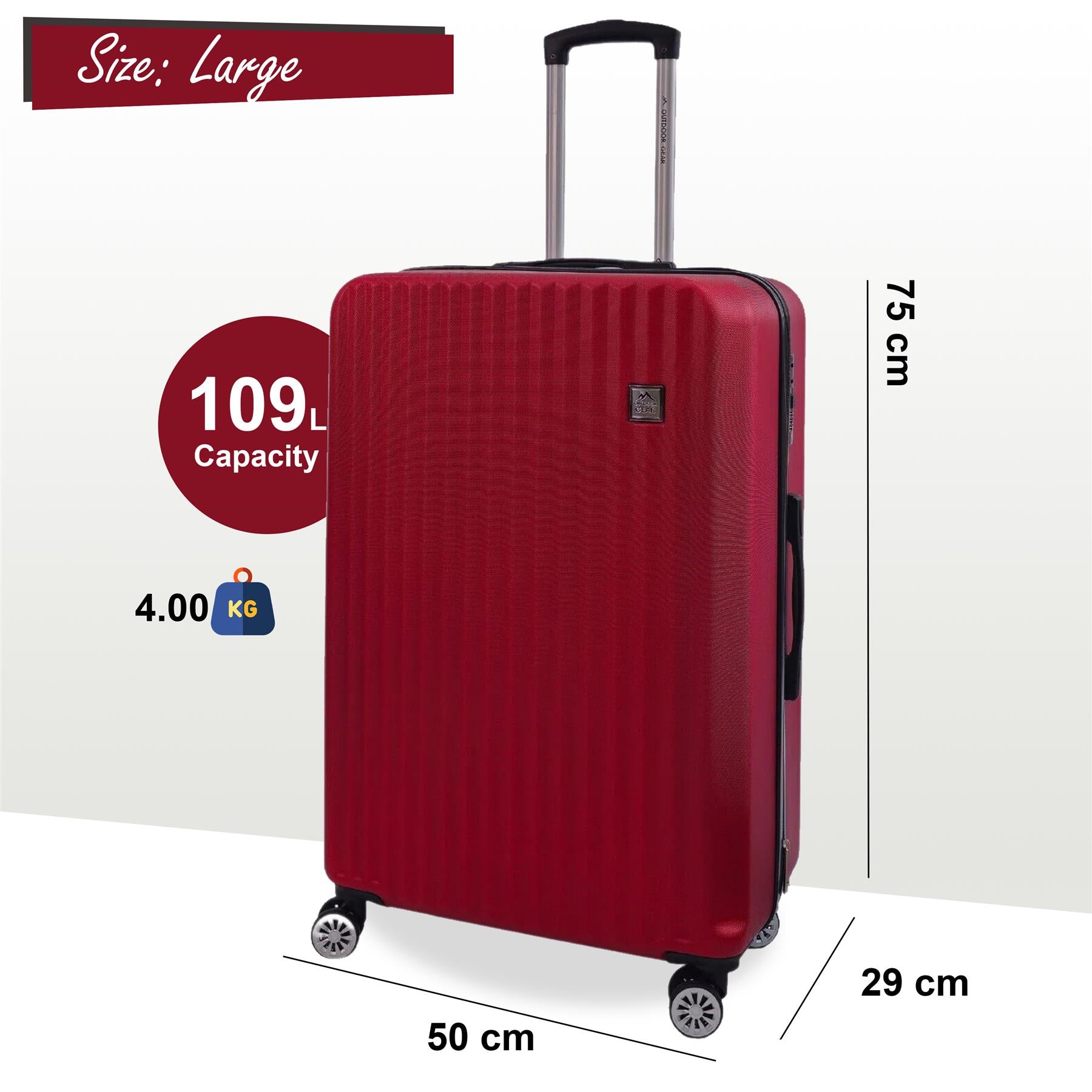 Albertville Large Hard Shell Suitcase in Burgundy