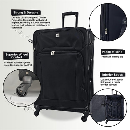 Coaling Cabin Soft Shell Suitcase in Black