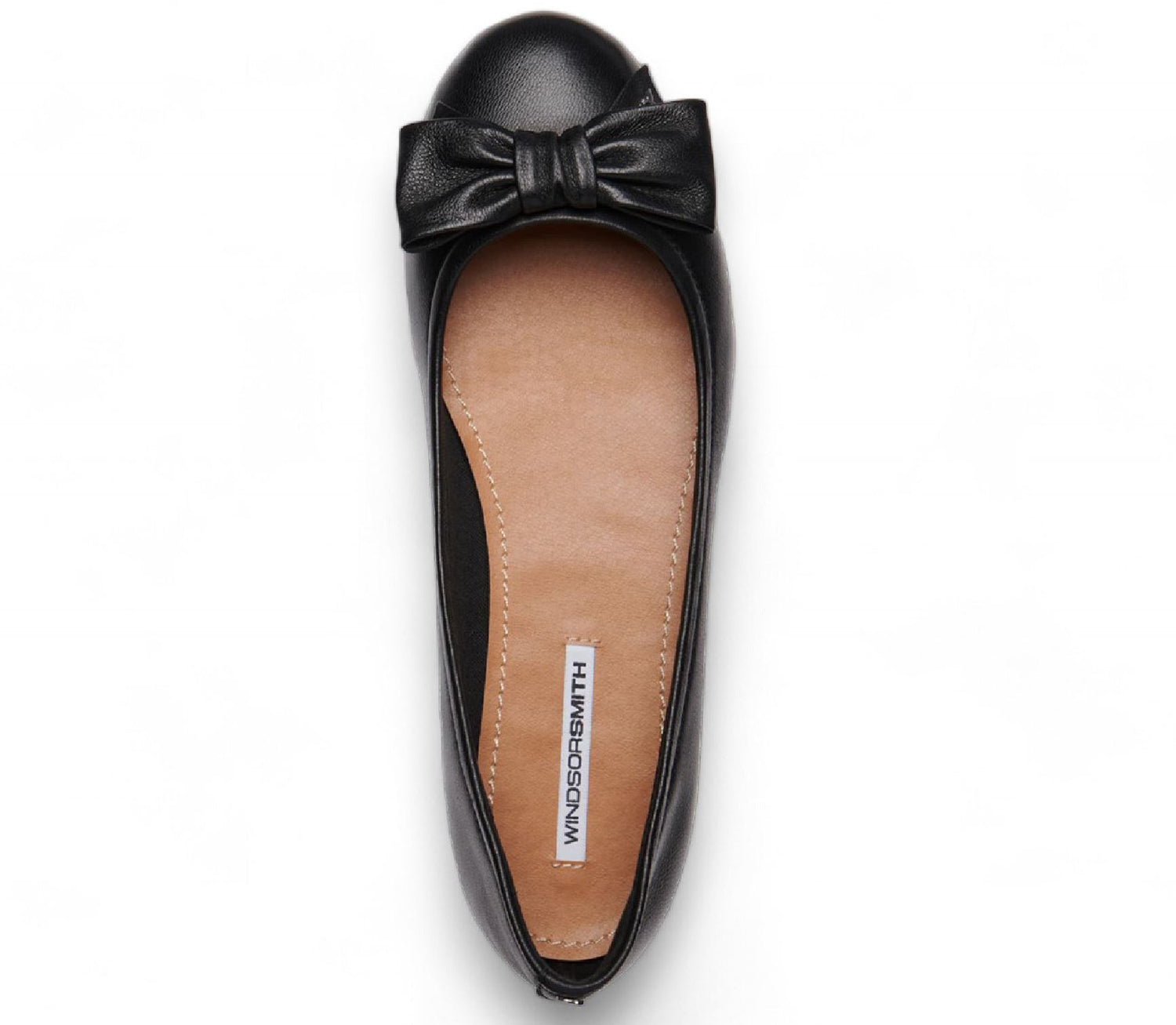 Windsorsmith Black Leather Flat Shoes With Bow - Bunny