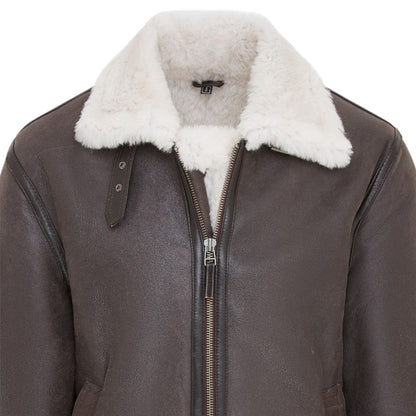 Mens Warm Sheepskin Aviator Zip-Up Flight Jacket-Harrogate