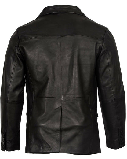 Mens Leather 2 Button Blazer Jacket-Dunwich