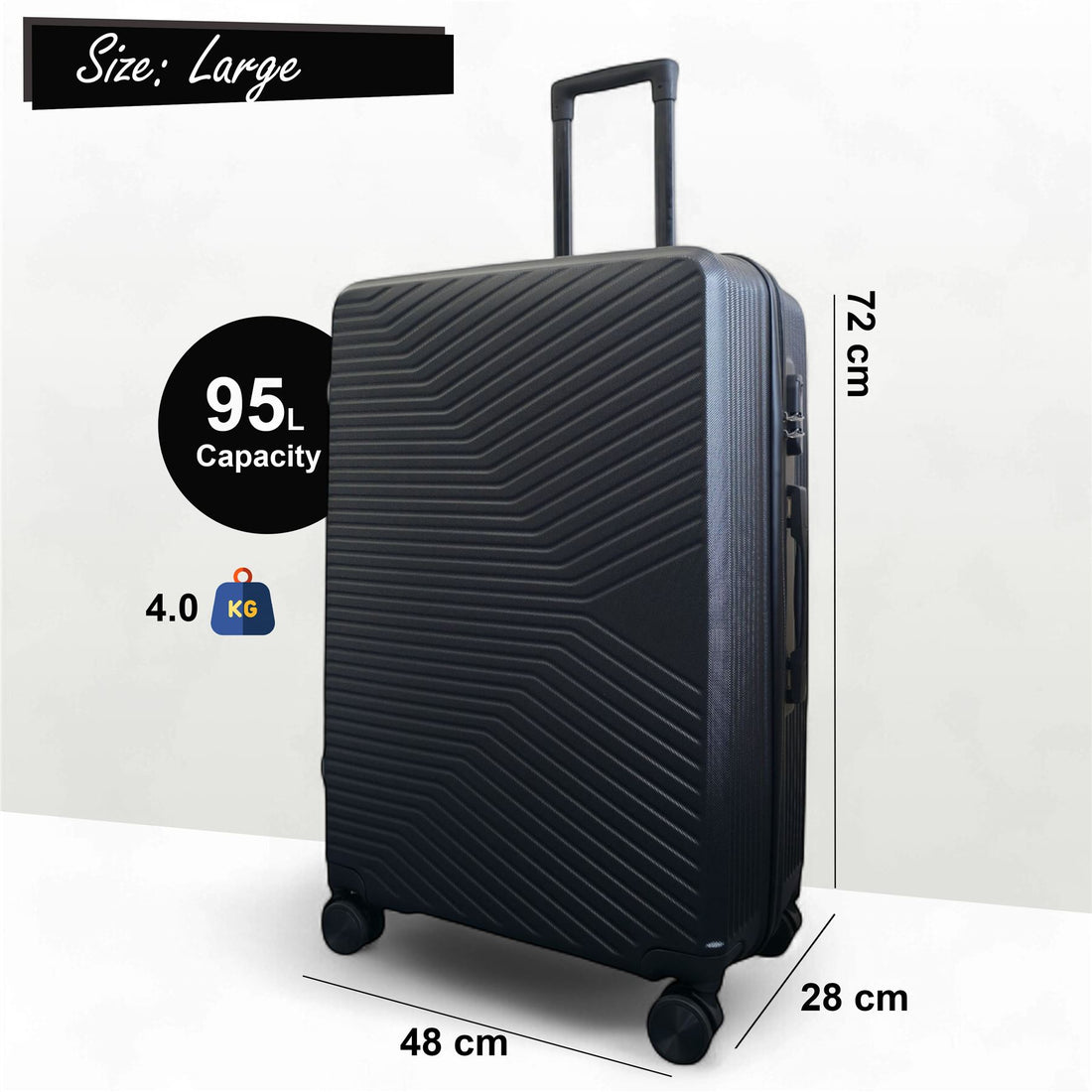 Junee Large Hard Shell Suitcase in Black