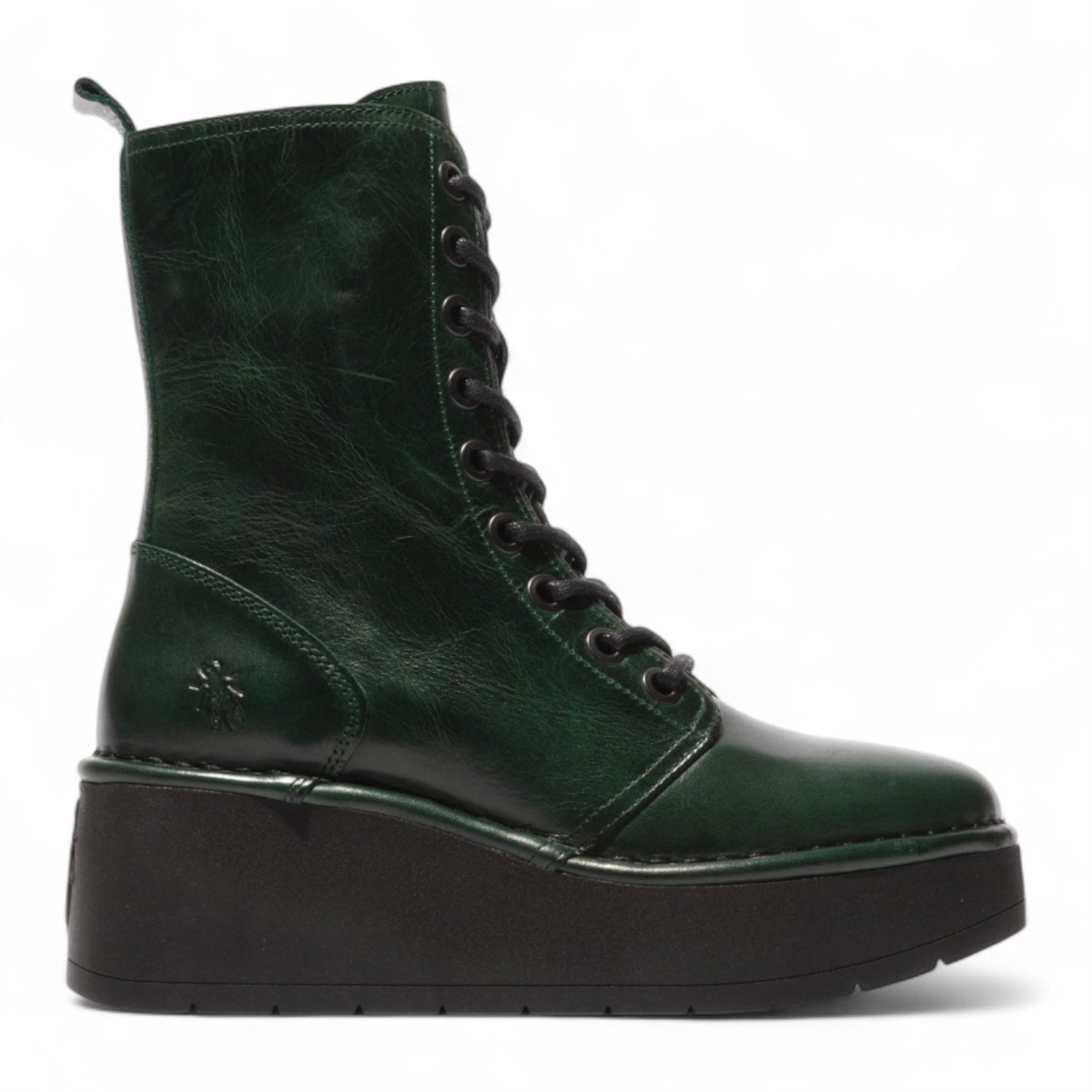 Fly London Womens Petrol Green HAIT273 Leather Lace-up Chunky