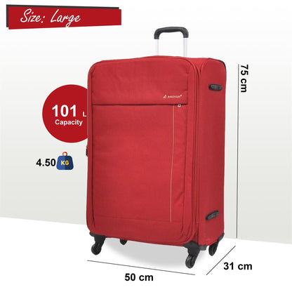 Carrollton Large Soft Shell Suitcase in Red
