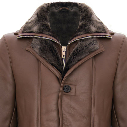 Mens Warm Sheepskin Leather Overcoat-Ilford