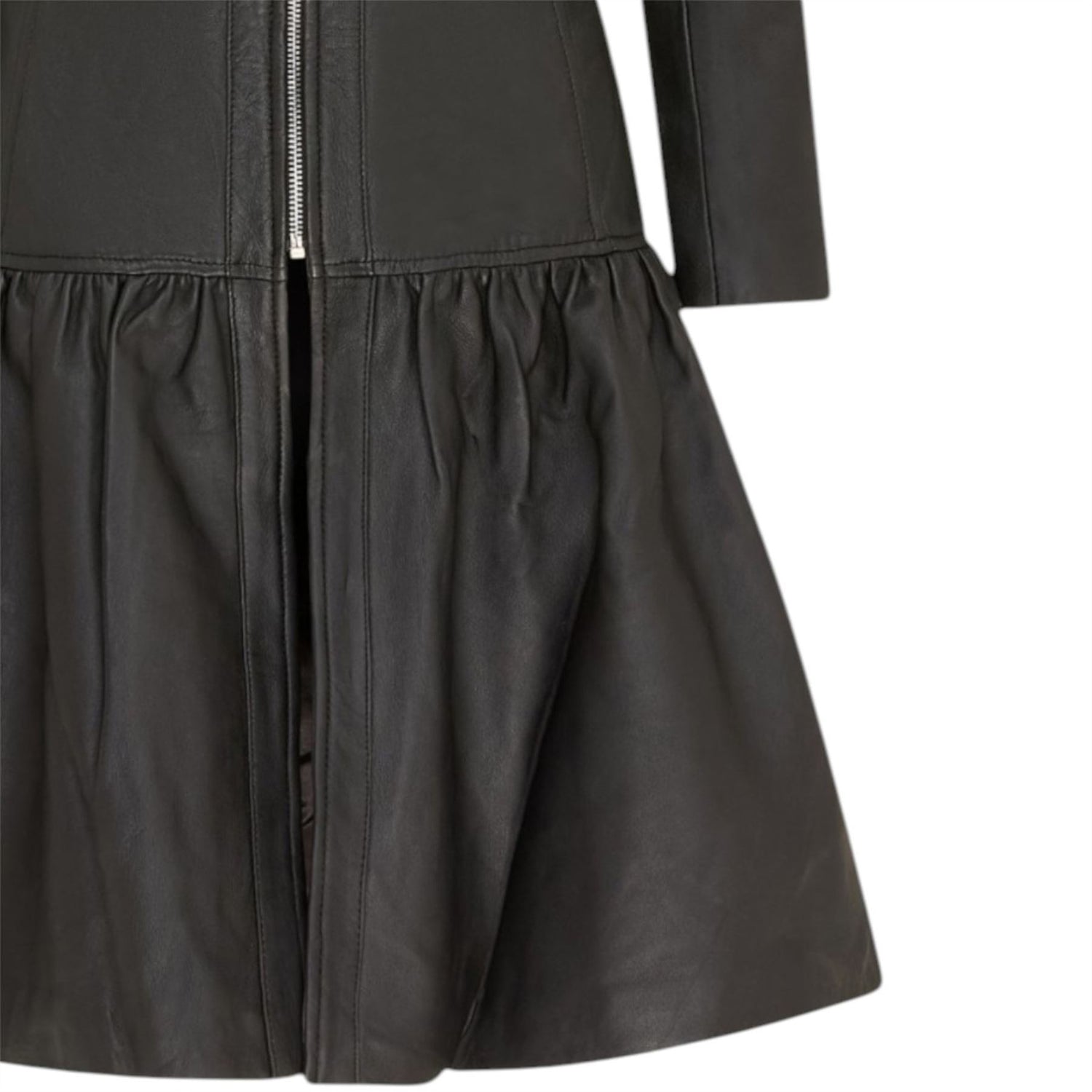 Womens Goth Leather Victorian Studded Flare Coat- Ribet