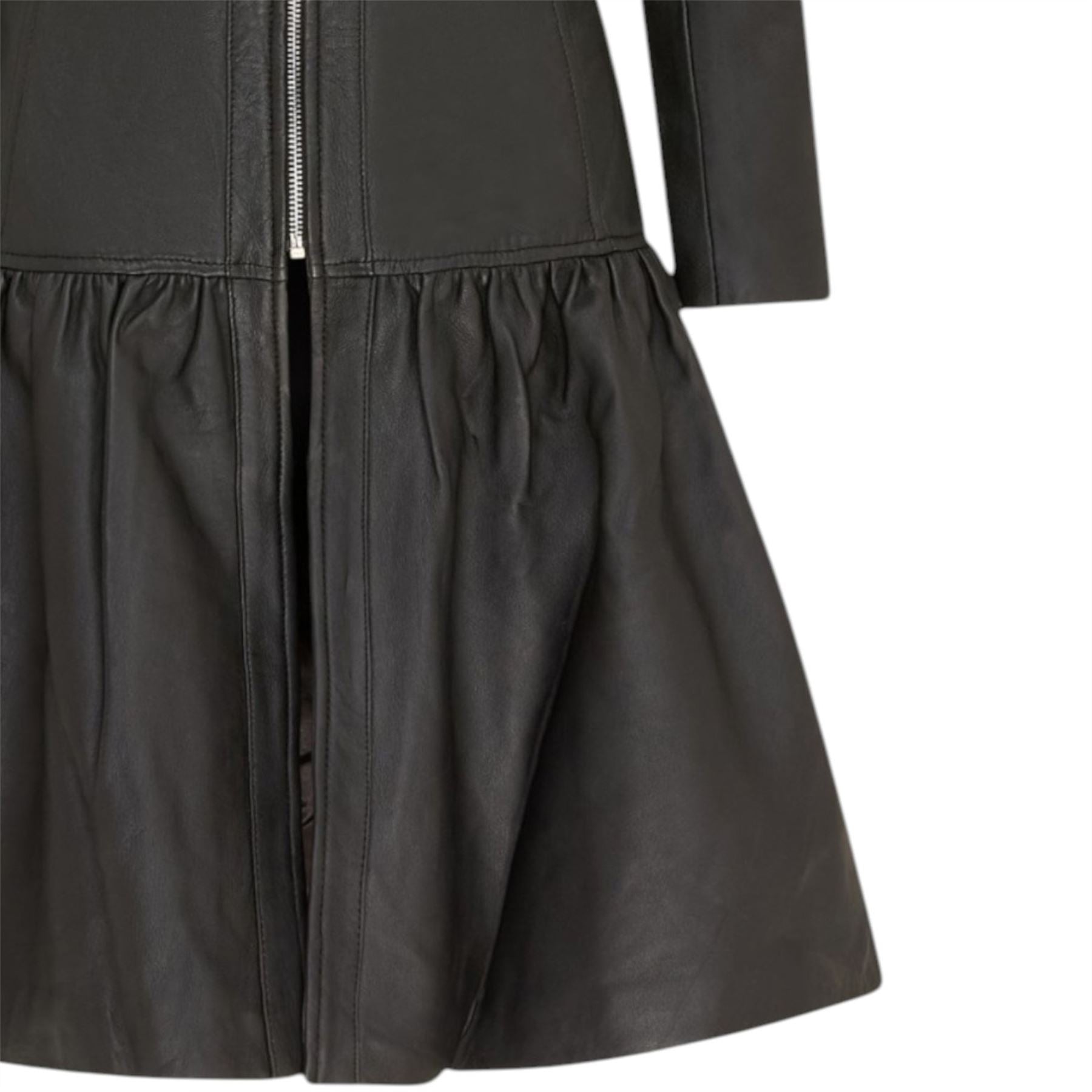 Womens Goth Leather Victorian Studded Flare Coat- Ribet