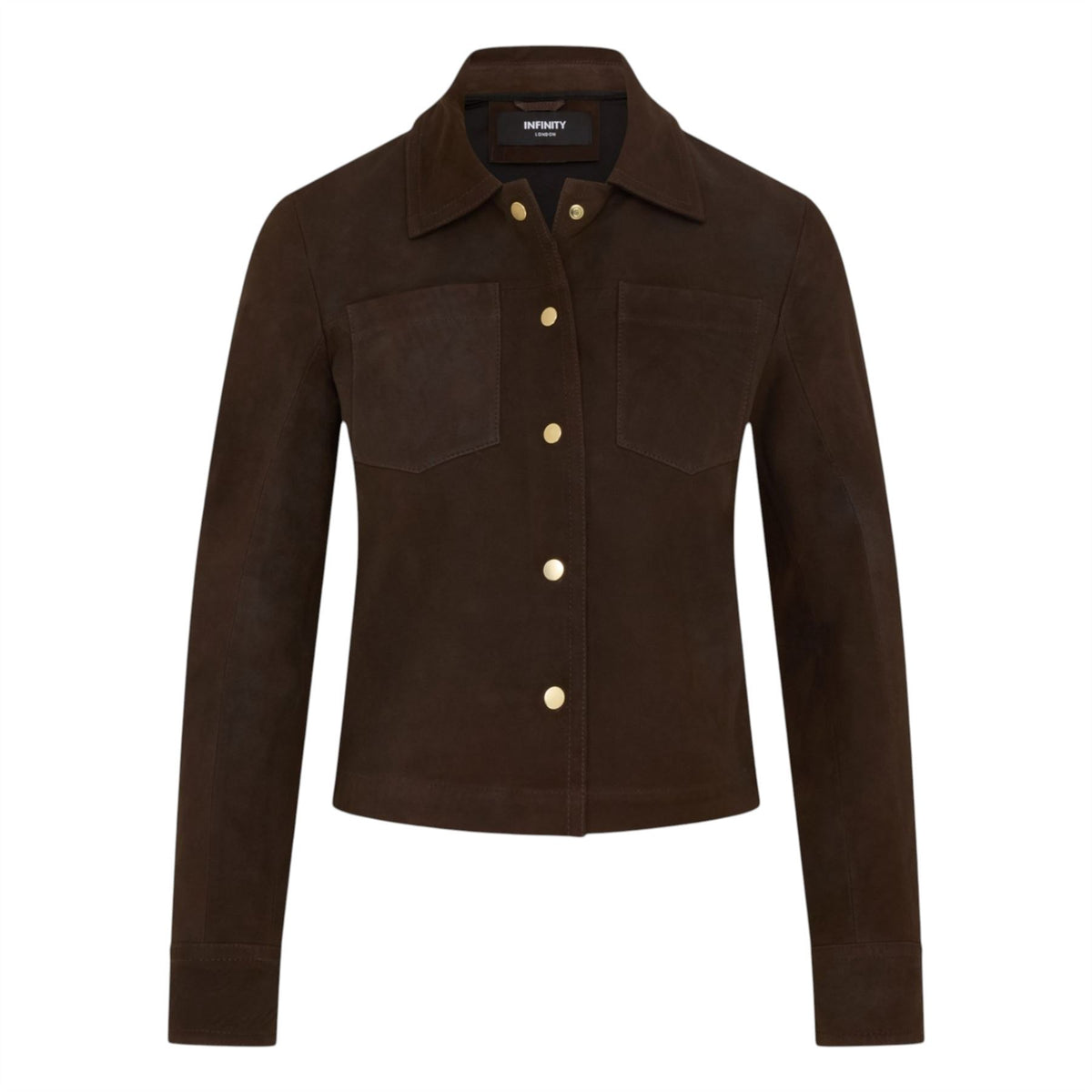 Womens Leather Shacket Collar Jacket - Lofar