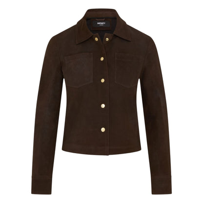 Womens Leather Shacket Collar Jacket - Lofar