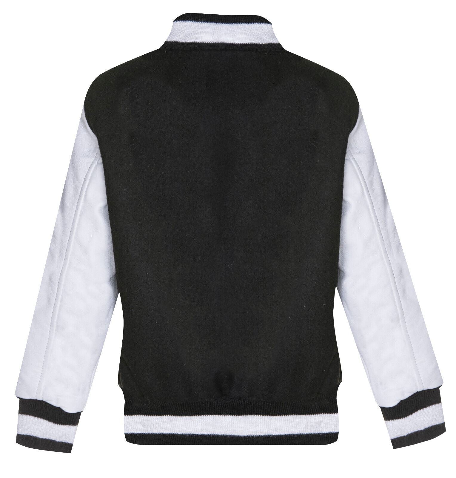 Kids Varsity Bomber Jacket with Real Leather Sleeves 3-13 yrs