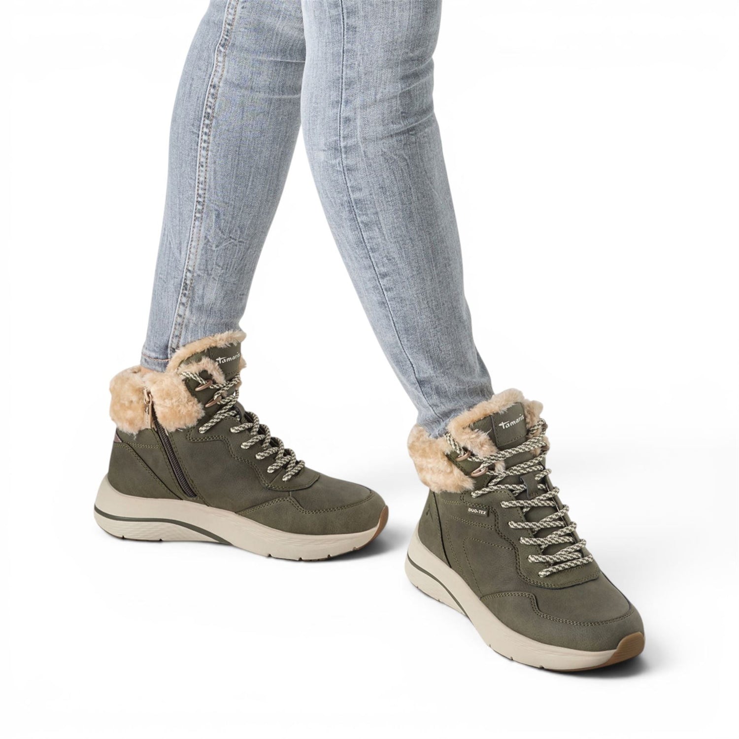 Tamaris Women’s Green Warm Winter Waterproof Lace-up Ankle Boots - 26278-45