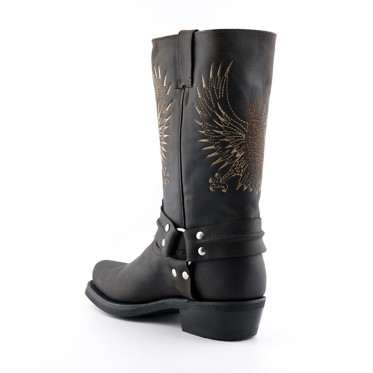 Grinders Mens Brown Leather Cowboy Boots-Bald Eagle