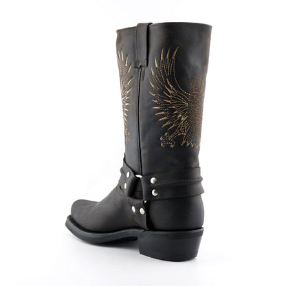 Grinders Mens Brown Leather Cowboy Boots-Bald Eagle