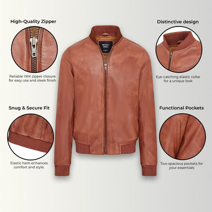 Mens Soft Leather MA-1 Varsity Bomber Jacket  - Uppingham