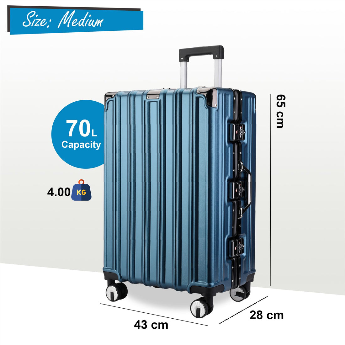 Airdrie Medium Hard Shell Suitcase in Blue