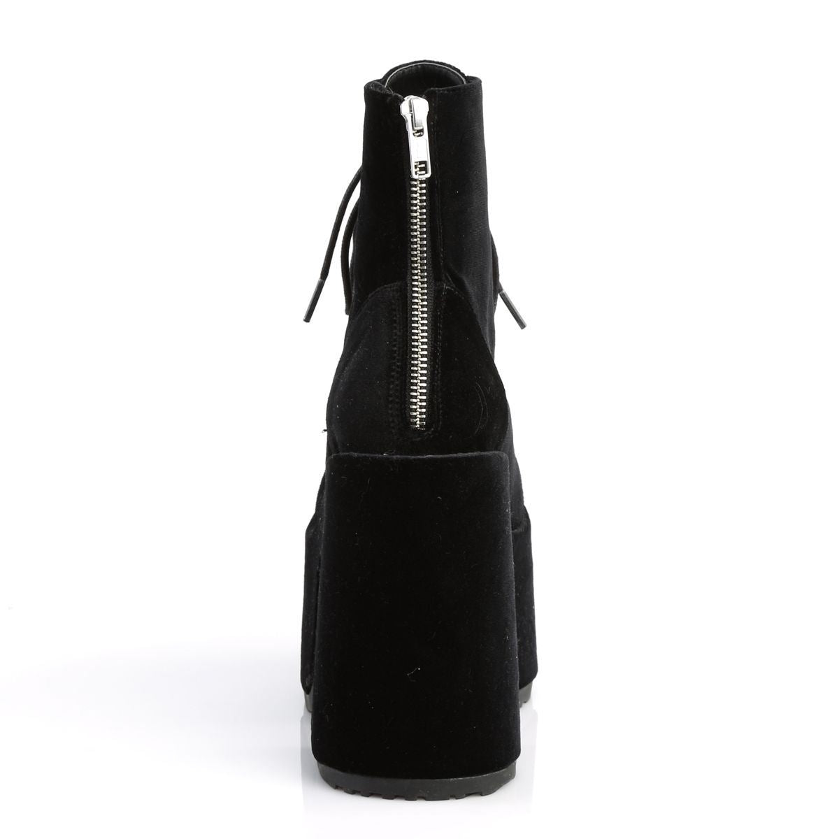 Demonia Camel 203 Black Velvet Platform Ankle Boots - Upperclass Fashions 