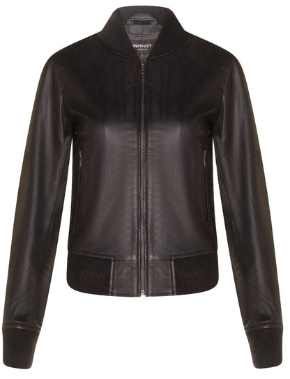 Womens Classic MA-1 Leather Bomber Jacket-Newcastle