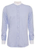 Mens Peaky Blinders Removable Collar Nehru Light Blue Striped Collarless Shirt - Upperclass Fashions 
