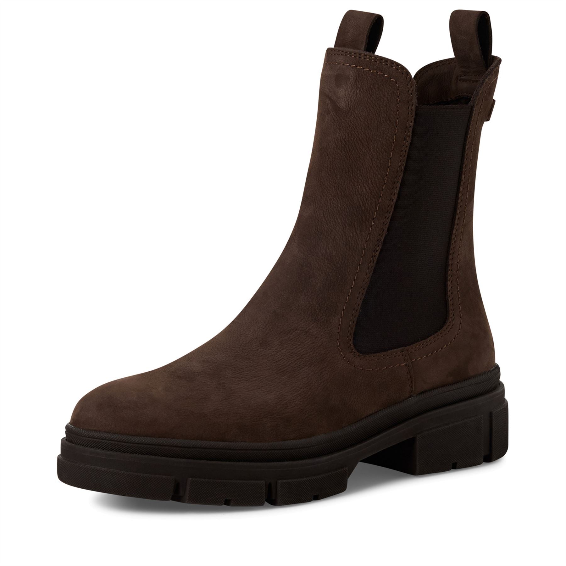 Tamaris Womens Mocca Brown Leather Classic High Pull-On Chelsea Ankle Boots