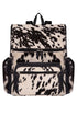 Deluxe Black Leather Backpack Bag Genuine Cowhide & Cow Fur Travel Rucksack - Upperclass Fashions 