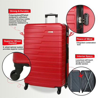 Crossville Large Hard Shell Suitcase in Red