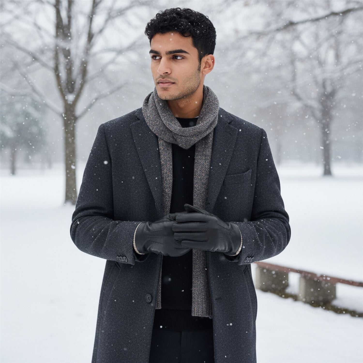 Men’s Italian Leather Warm Wool Lining Winter Gloves - M-LGV-405