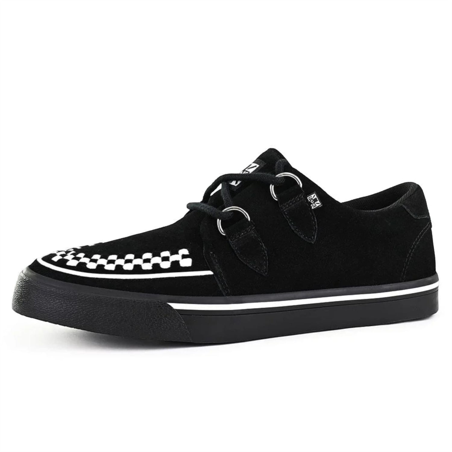 TUK Pointed Creeper Sneaker Black White Suede Platform Shoes - A9182