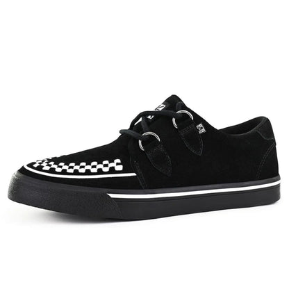 TUK Pointed Creeper Sneaker Black White Suede Platform Shoes - A9182