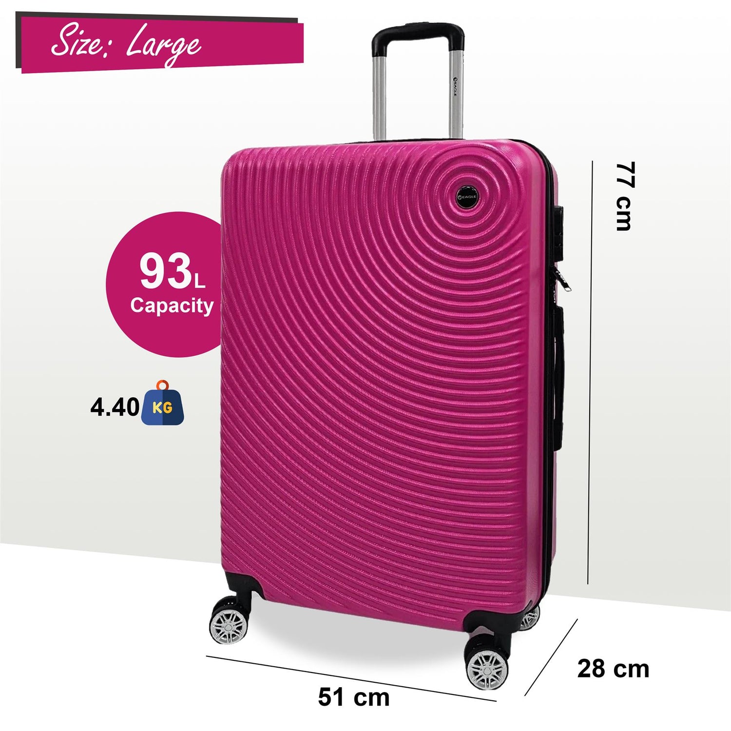 Brookside Large Hard Shell Suitcase in Fuschia