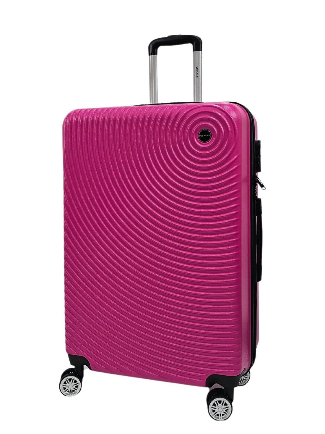 Hard Shell Fuschia Cabin Suitcase Set 8 Wheel Luggage Case Travel Bag - Upperclass Fashions 