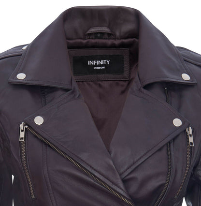 Womens Leather Brando Biker Jacket - Orlando