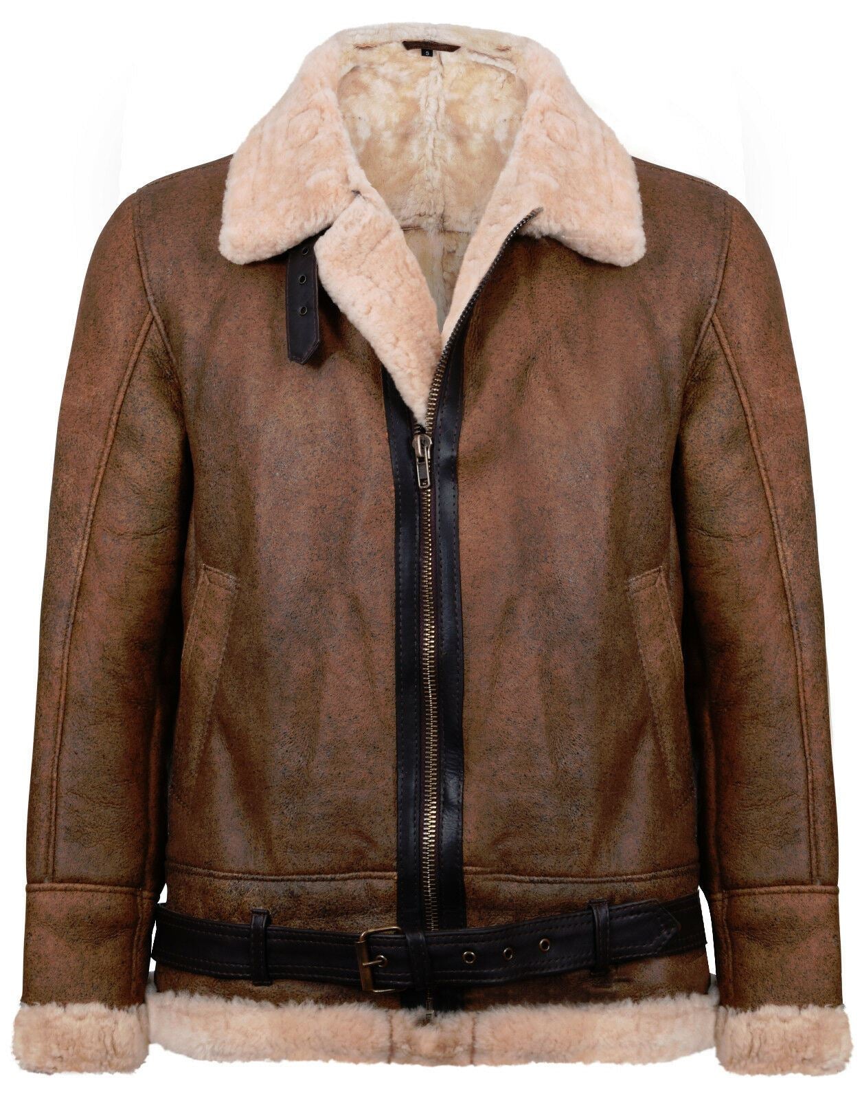 Mens Vintage Brown Sheepskin Flying Jacket- Huntingdon