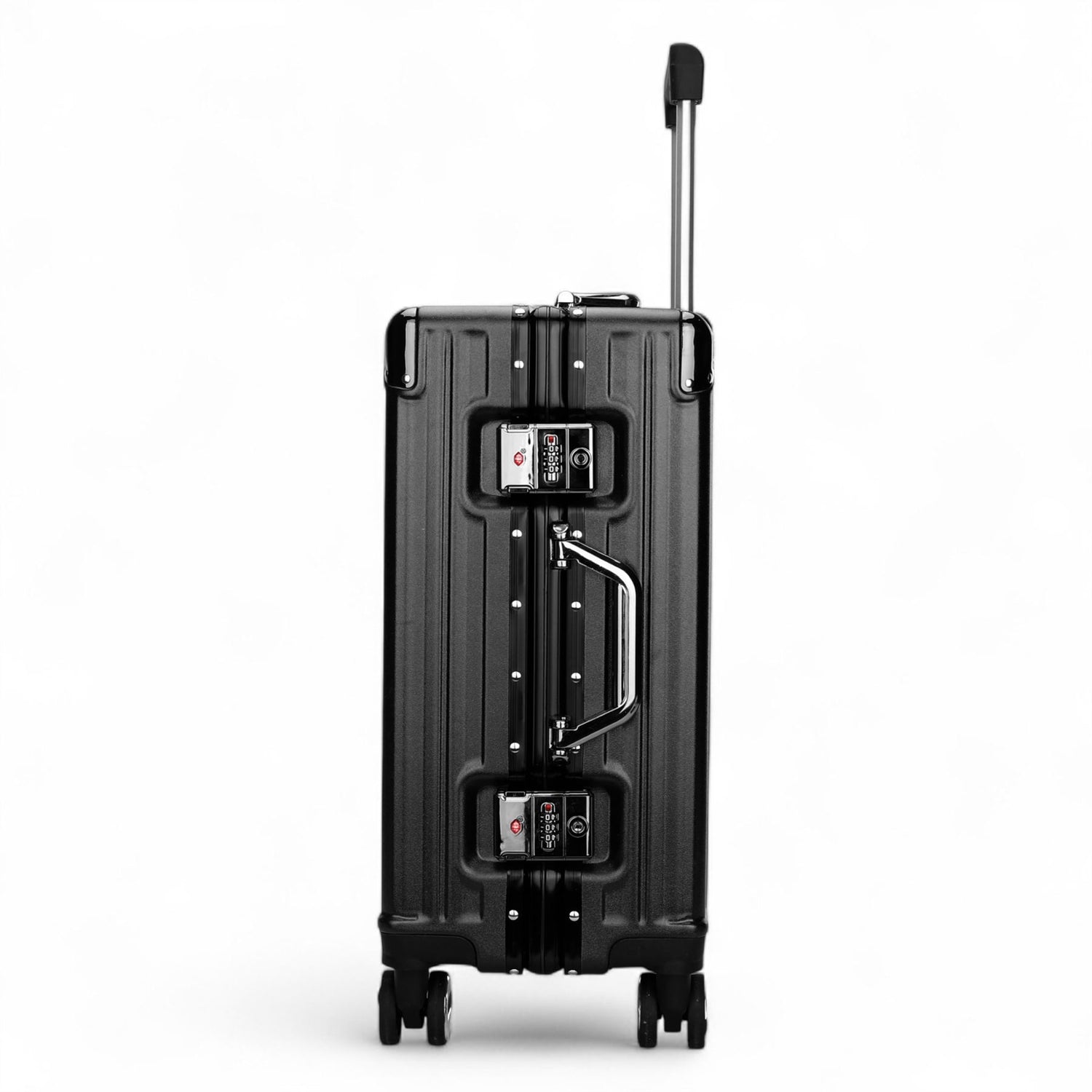 Hardshell Charcoal Black Suitcase Set Robust 8 Wheel Luggage Cabin Case Bag - IL-PC-ALLOY-CHAR