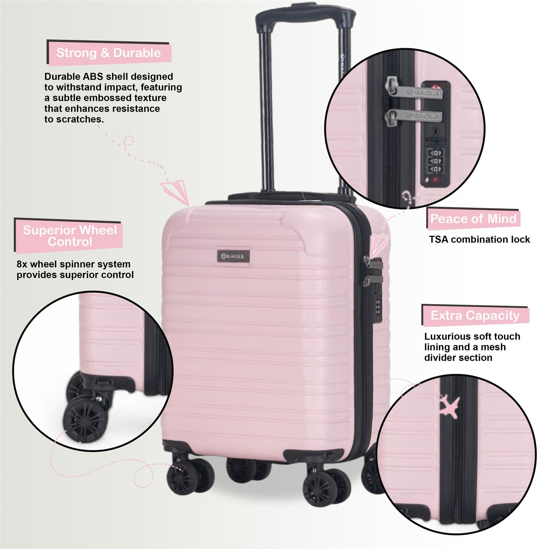 Koga Underseat Hard Shell Suitcase in Pink