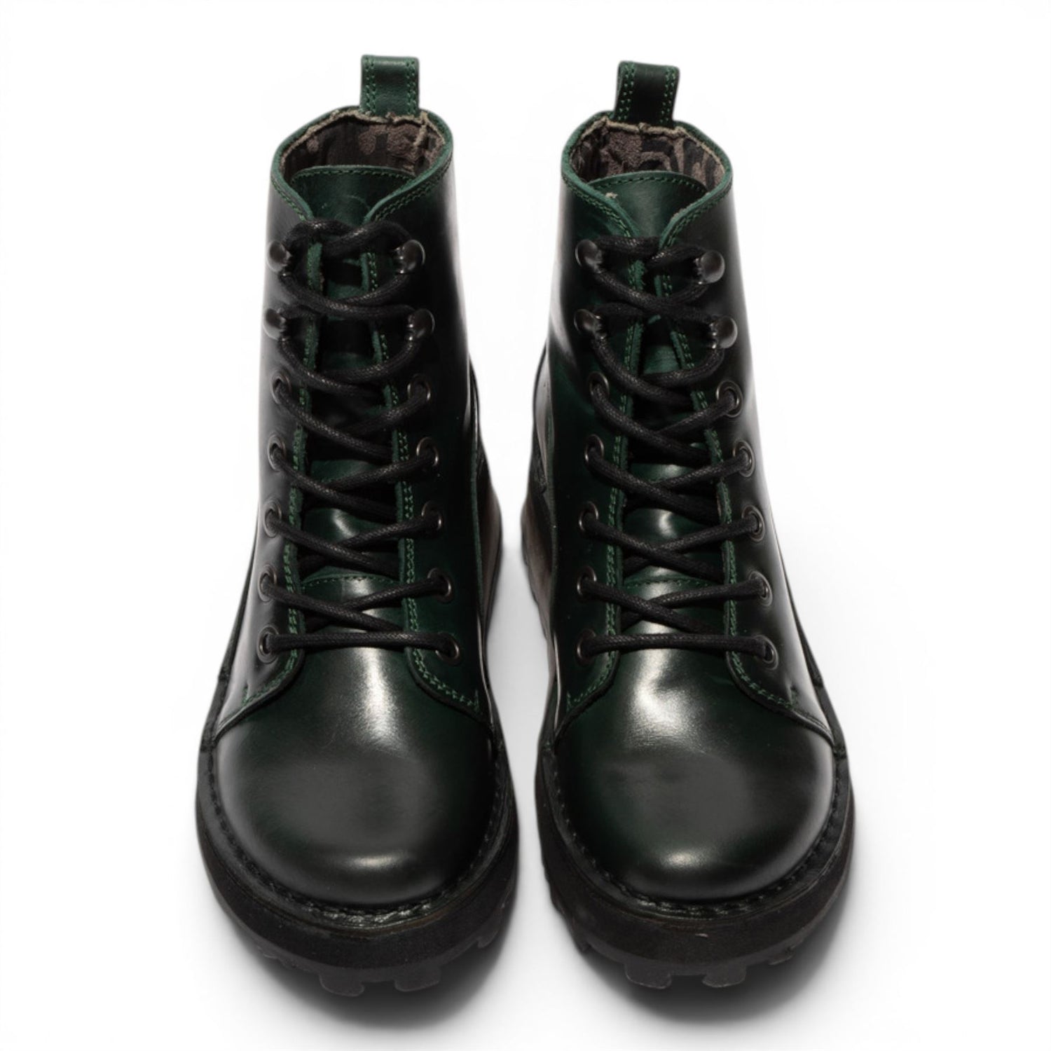 Fly London Womens Green Leather Lace-Up Ankle Boots - HAZI147