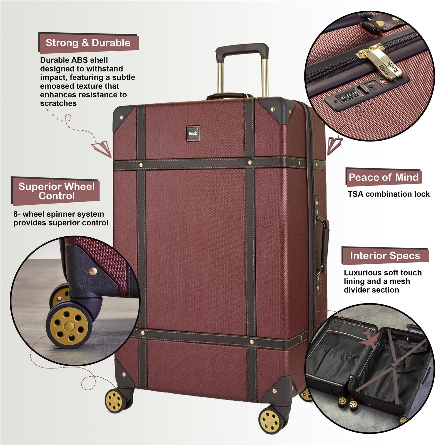 Alexandria Large Hard Shell Suitcase in Burgundy