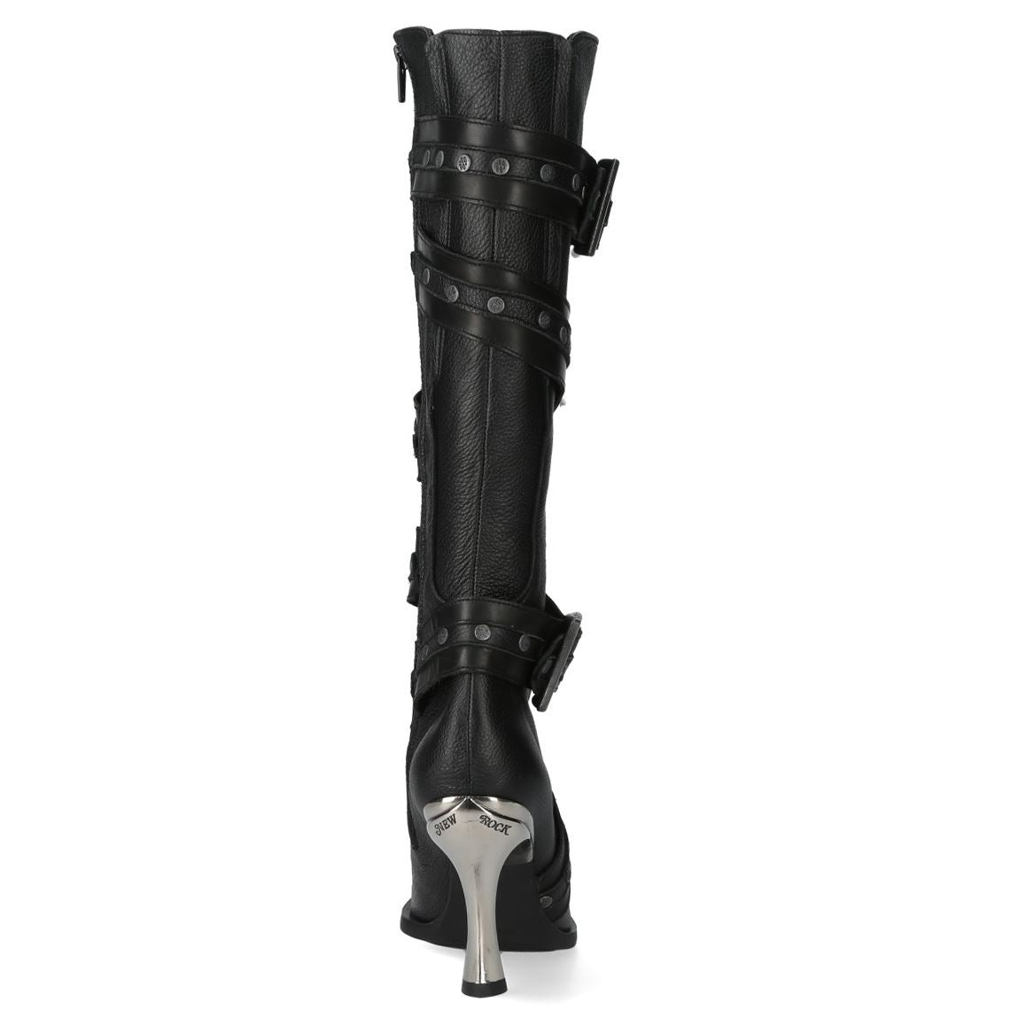 New Rock Womens Black Leather Gothic Knee-High Heeled Boots - M-9029-C10