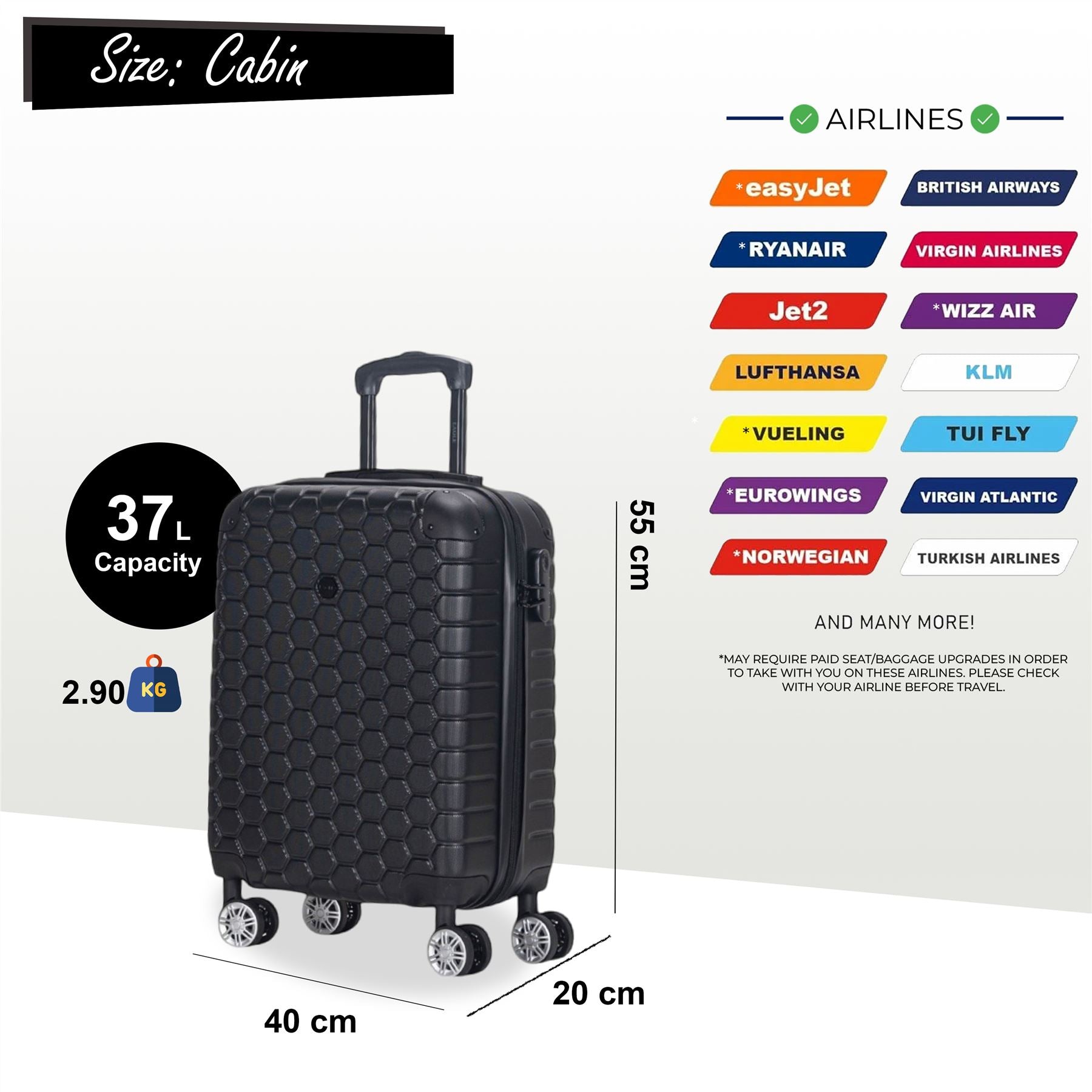 Noda Cabin Hard Shell Suitcase in Black