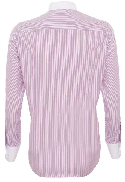 Mens Peaky Blinders Removable Collar Nehru Lilac Striped Collarless Shirt