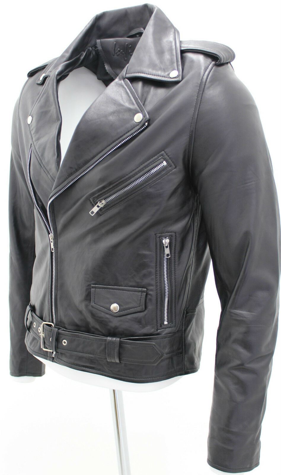 Mens Brando Leather Biker Jacket-Stroud