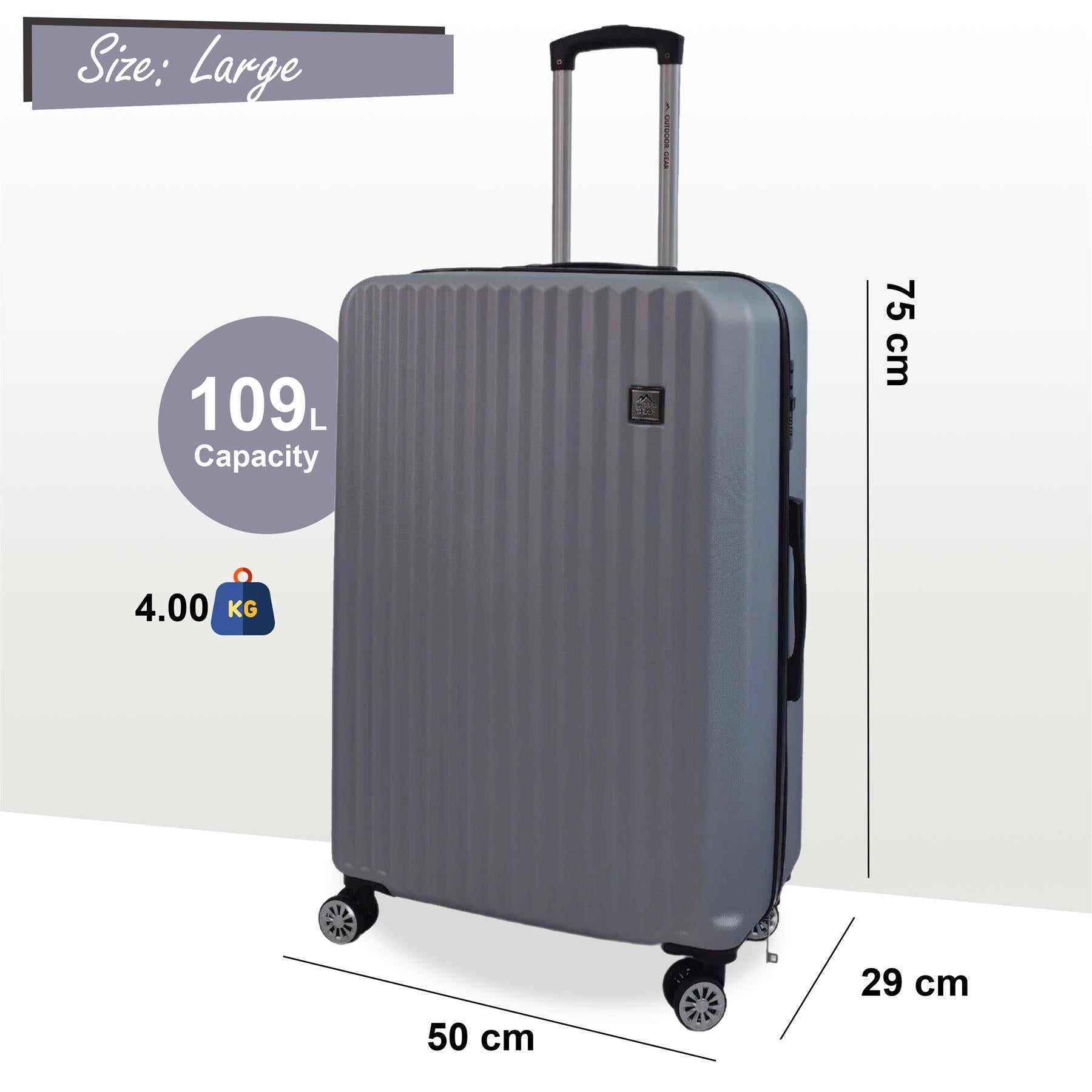 Albertville Large Hard Shell Suitcase in Silver