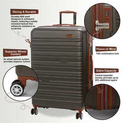 Armidale Large Hard Shell Suitcase in Coffee