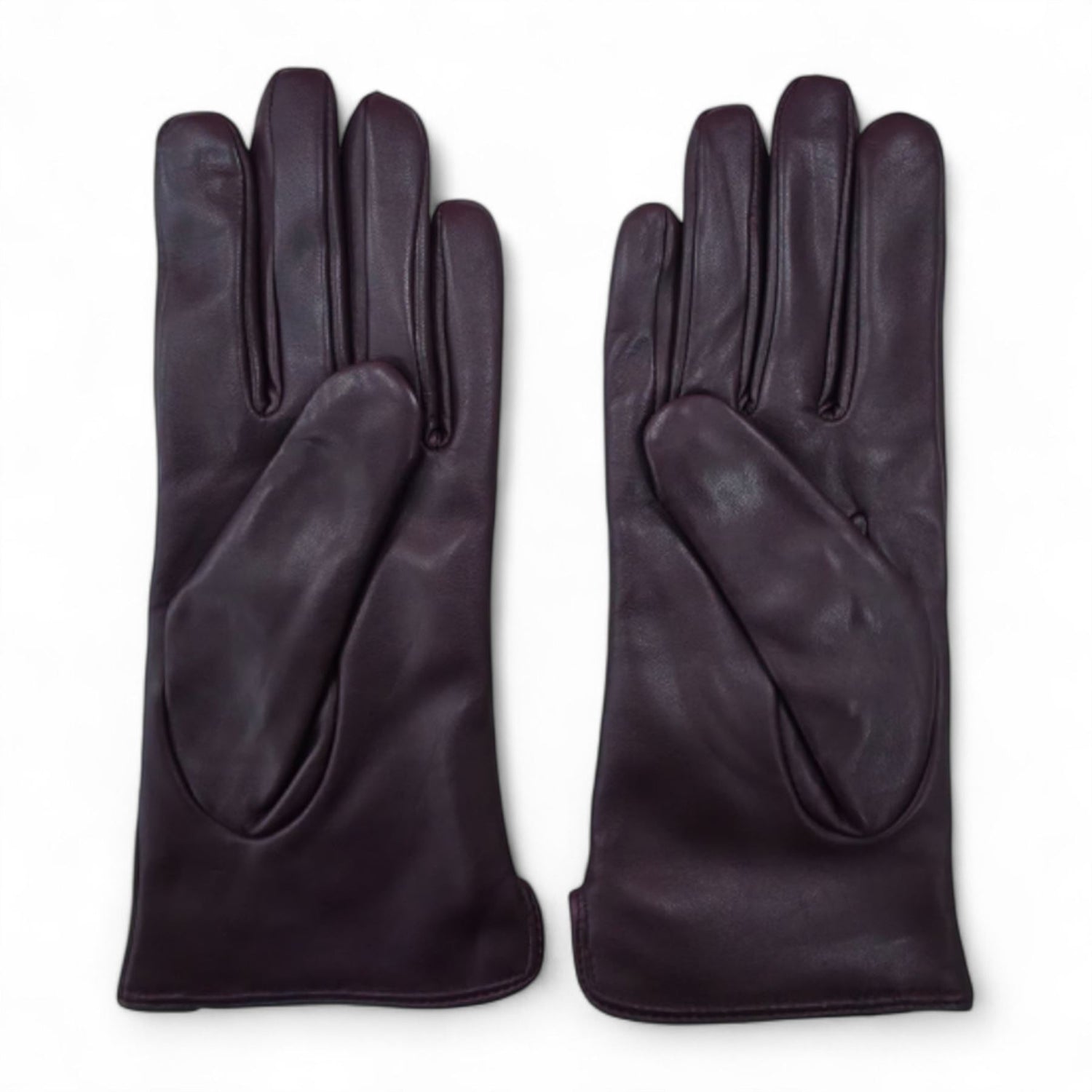 Womens Italian Leather Winter Stitch Line Design Soft Wool Lining Gloves