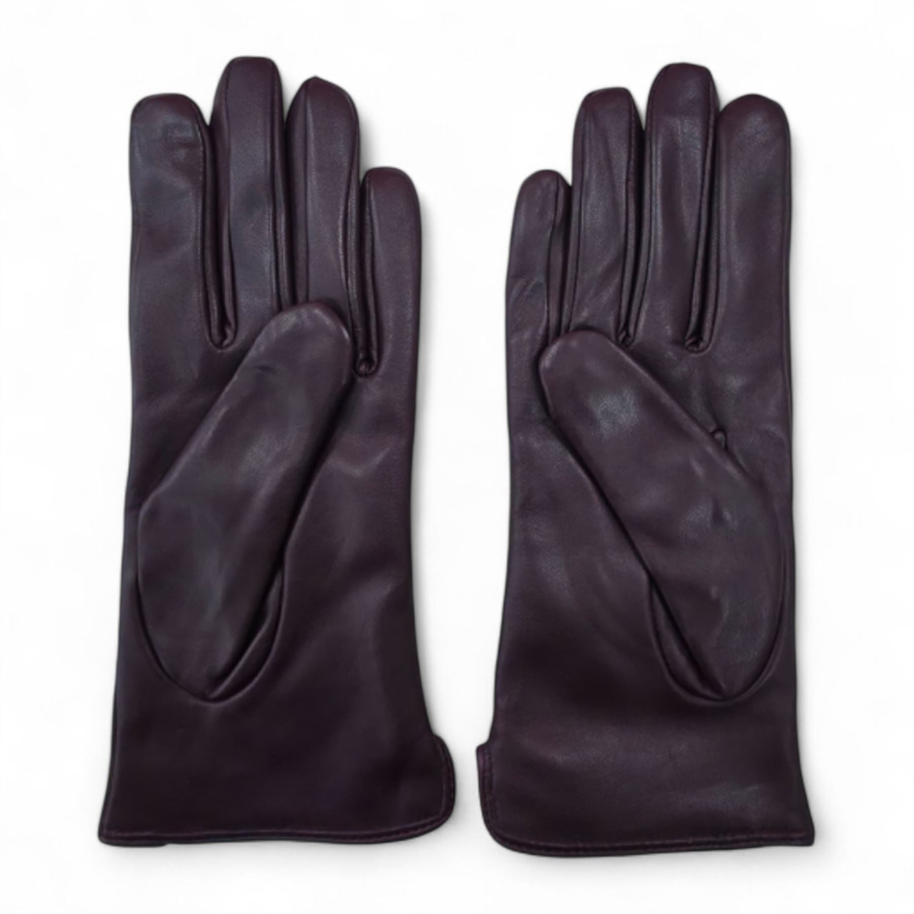 Womens Italian Leather Winter Stitch Line Design Soft Wool Lining Gloves