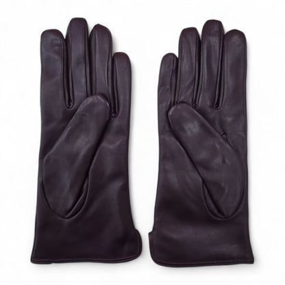 Womens Italian Leather Winter Stitch Line Design Soft Wool Lining Gloves